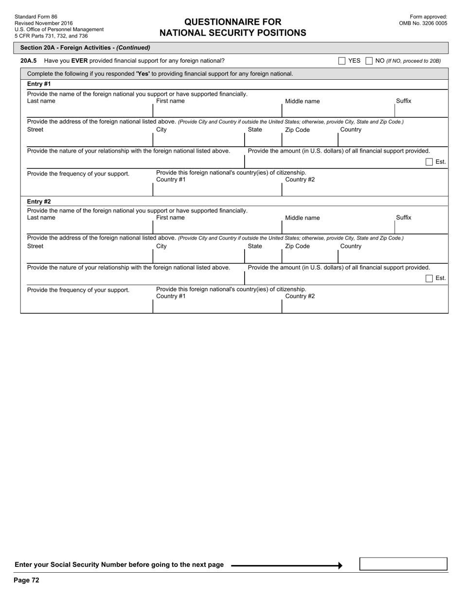 OPM Form SF-86 Questionnaire for National Security Positions, Page 75