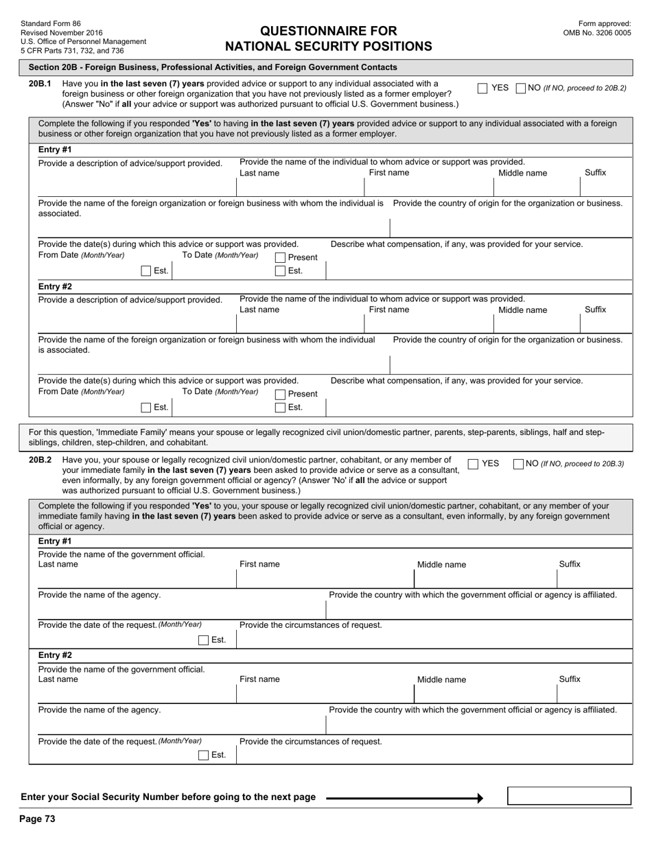 OPM Form SF-86 Questionnaire for National Security Positions, Page 76