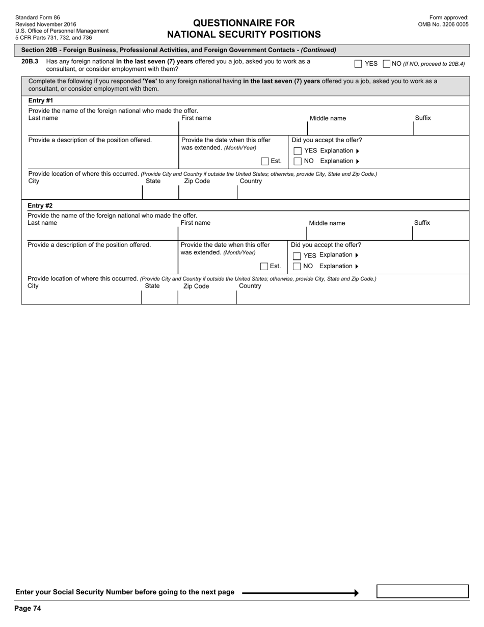 OPM Form SF-86 Questionnaire for National Security Positions, Page 77