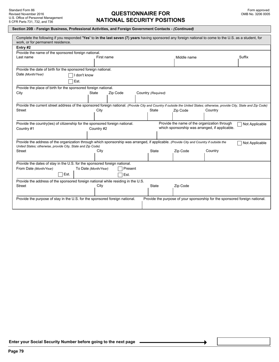 OPM Form SF-86 Questionnaire for National Security Positions, Page 82