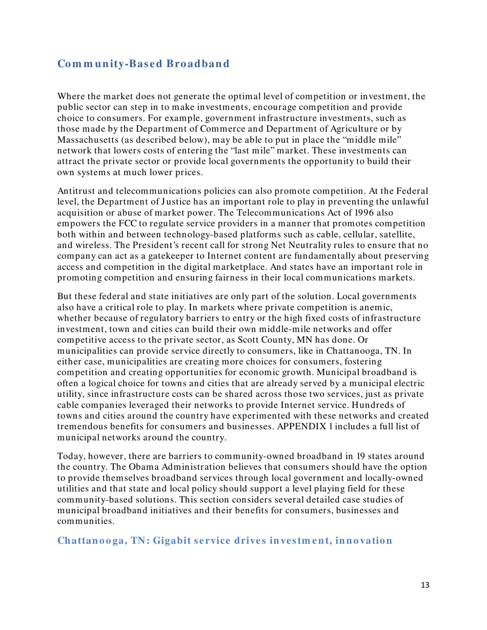Community-Based Broadband Solutions: the Benefits of Competition and Choice for Community Development and Highspeed Internet Access, Page 13