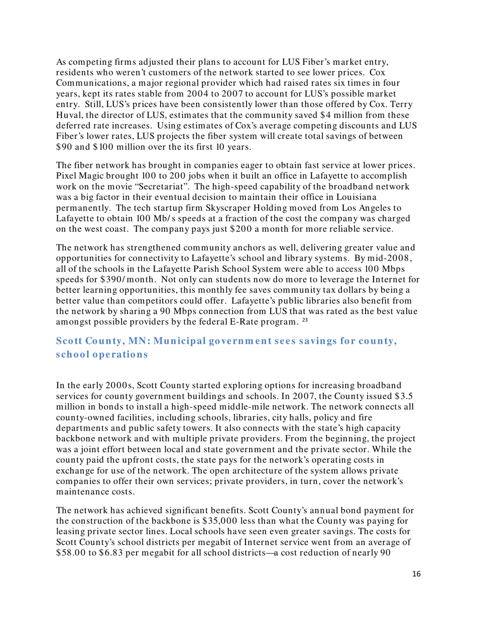 Community-Based Broadband Solutions: the Benefits of Competition and Choice for Community Development and Highspeed Internet Access, Page 16