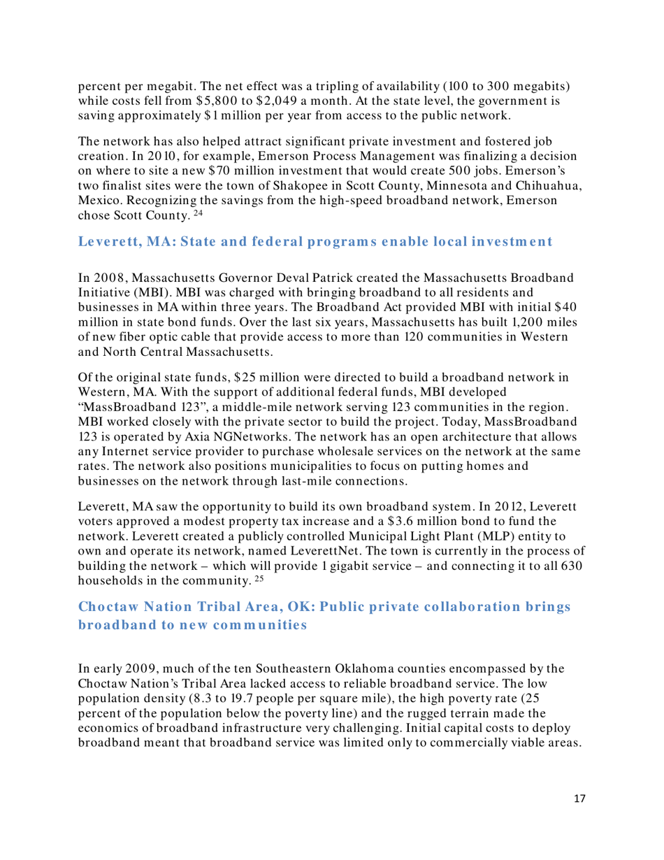 Community-Based Broadband Solutions: the Benefits of Competition and Choice for Community Development and Highspeed Internet Access, Page 17