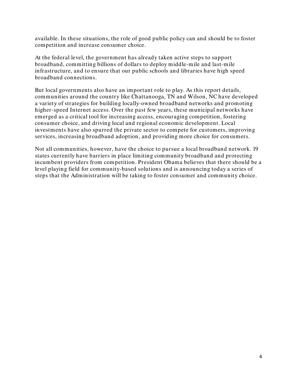 Community-Based Broadband Solutions: the Benefits of Competition and Choice for Community Development and Highspeed Internet Access, Page 4