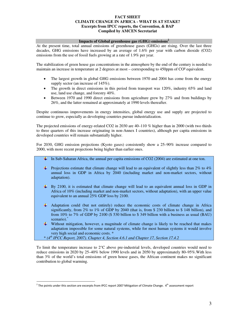 Fact Sheet: Climate Change in Africa - What Is at Stake? - Intergovernmental Panel on Climate Change, Page 3