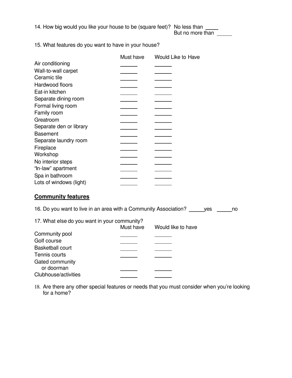 Homebuying Wishlist Template, Page 2