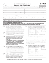 Form ST-121 &quot;Exempt Use Certificate&quot; - New York