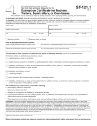 Form ST-121.1 Exemption Certificate for Tractors, Trailers, Semitrailers, or Omnibuses - New York