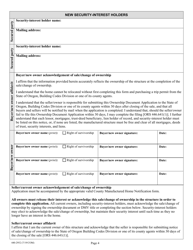 Form 440-2952 Manufactured Home Ownership Document Application for New and Used Homes - Oregon, Page 4