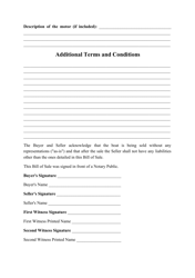 Boat Bill of Sale Form - Texas, Page 2