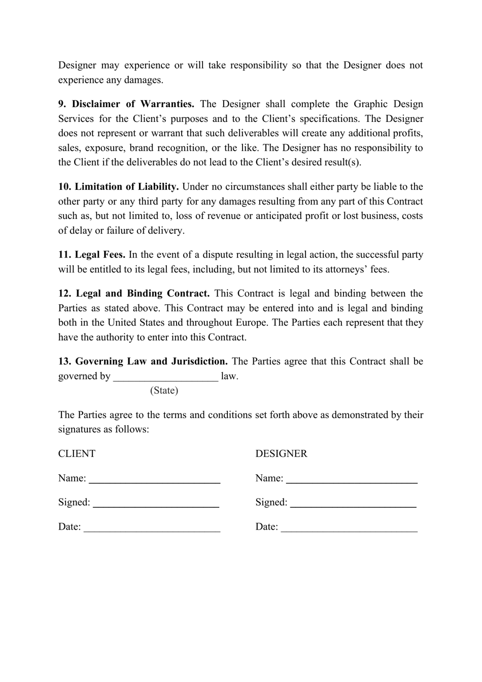 Graphic Design Contract Template Fill Out, Sign Online and Download