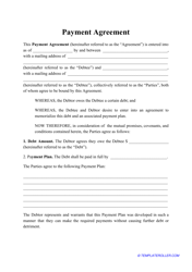 Document preview: Payment Agreement Template