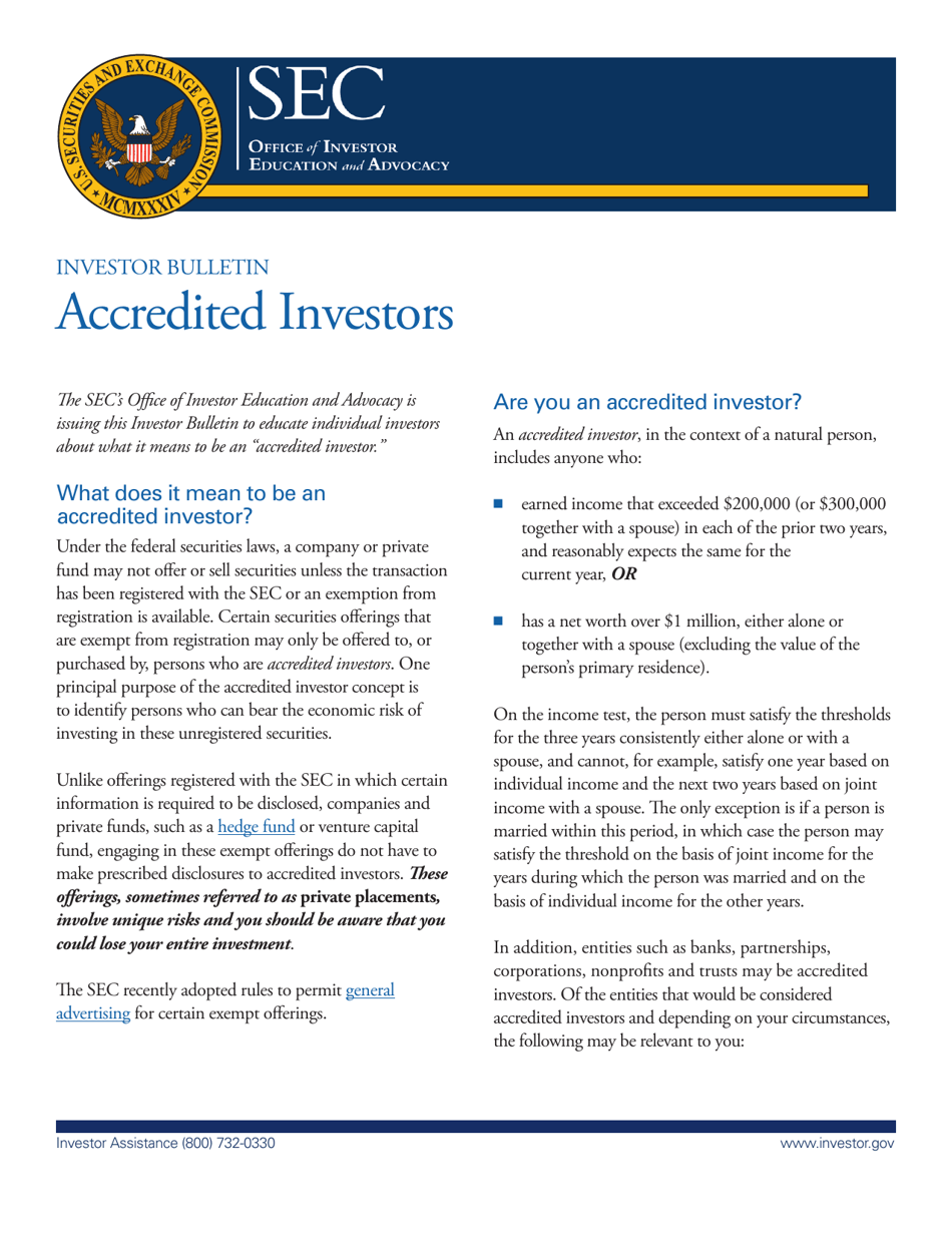 Investor Bulletin: Accredited Investors, Page 1