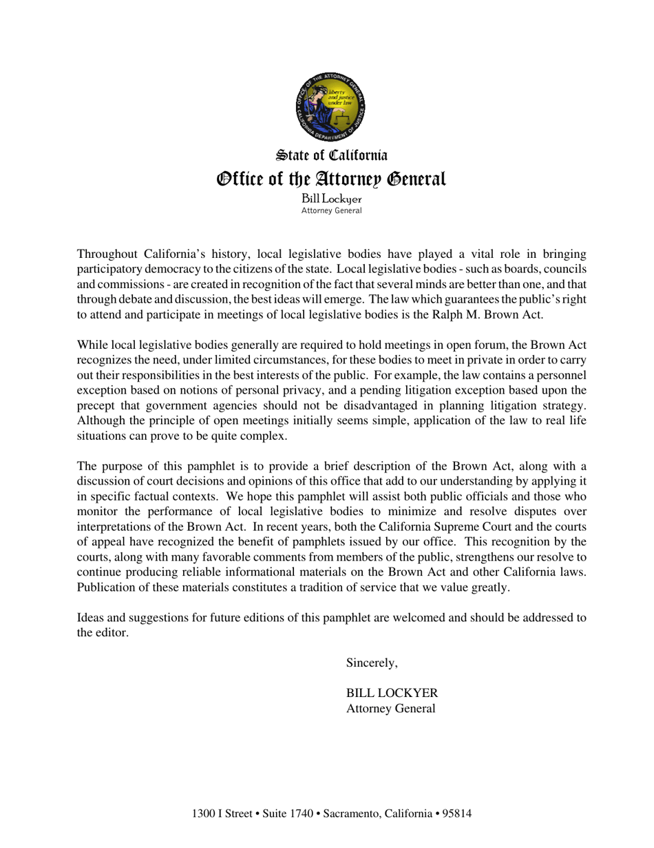 The Brown Act: Open Meetings for Legislative Bodies - California, Page 3