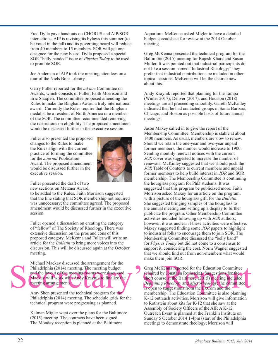 Rheology Bulletin (Volume 83 Number 2) - the Society of Rheology, Page 22