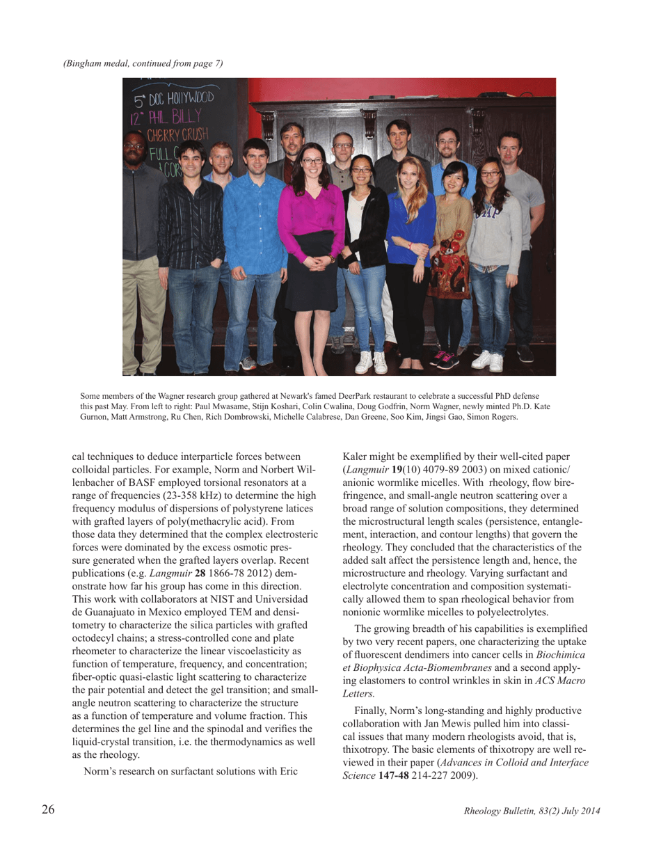 Rheology Bulletin (Volume 83 Number 2) - the Society of Rheology, Page 26