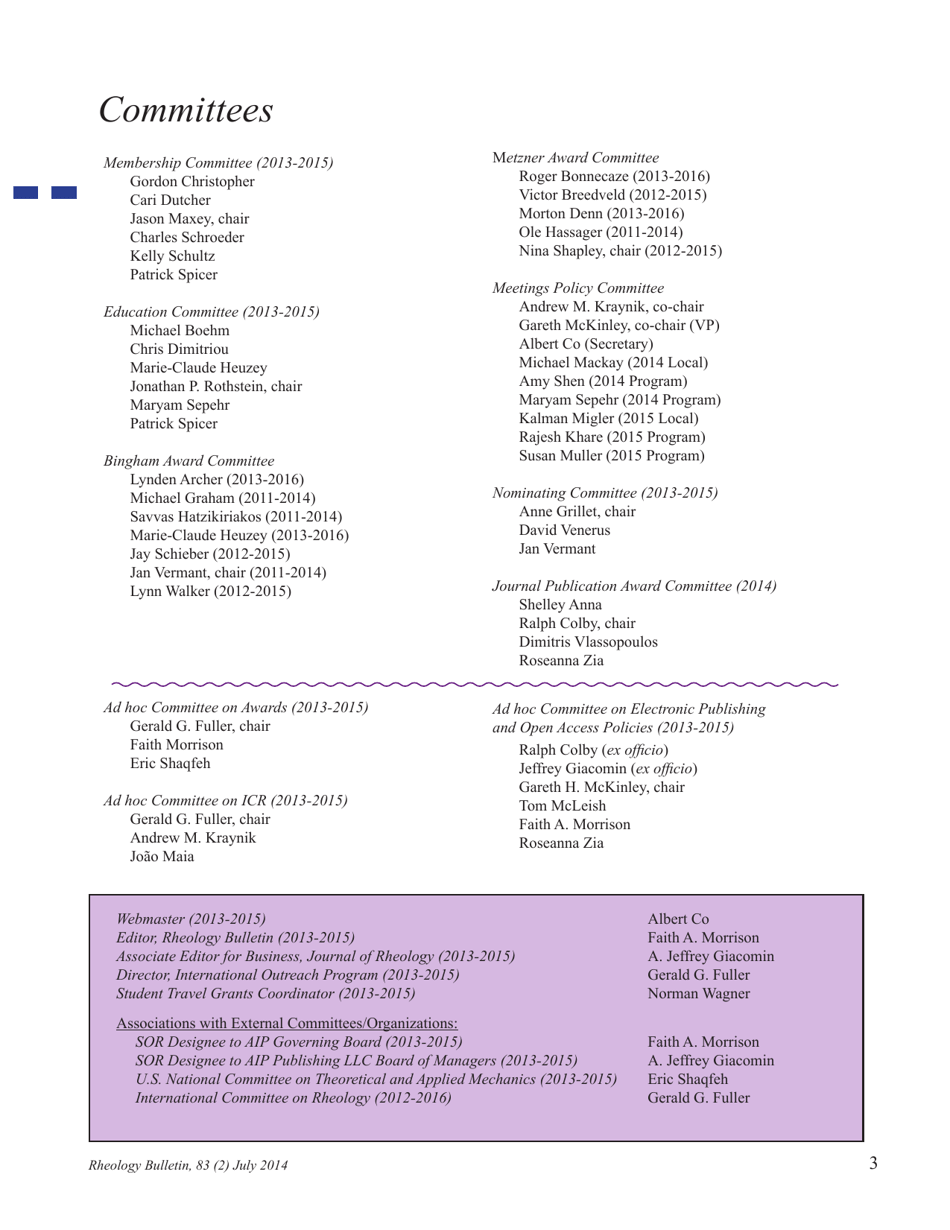 Rheology Bulletin (Volume 83 Number 2) - the Society of Rheology, Page 3