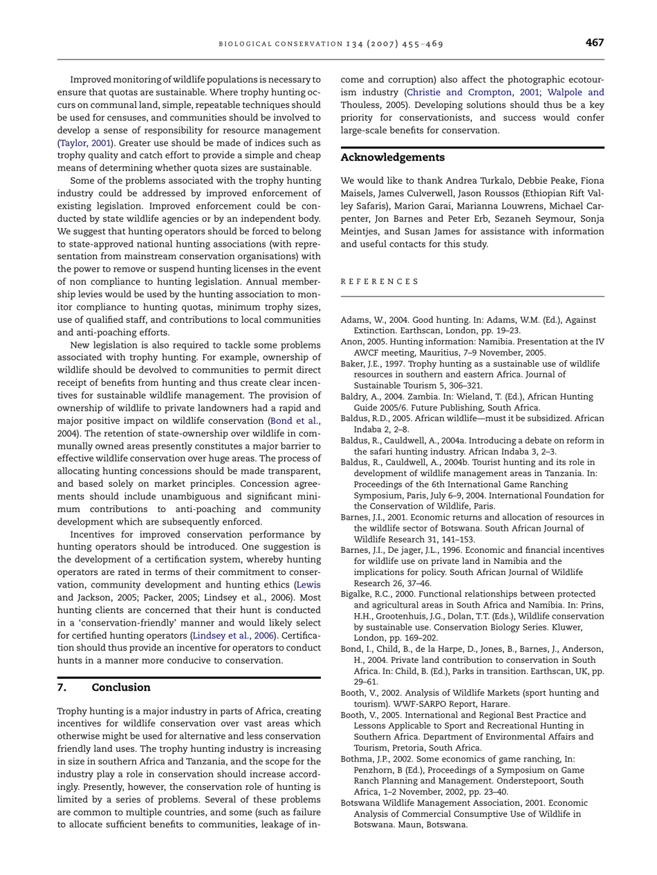 Economic and Conservation Significance of the Trophy Hunting Industry in Sub-saharan Africa, Page 13