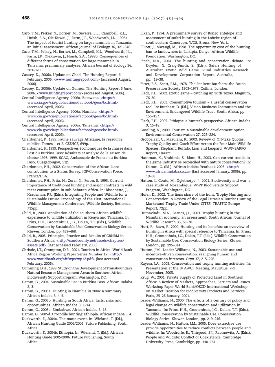 Economic and Conservation Significance of the Trophy Hunting Industry in Sub-saharan Africa, Page 14
