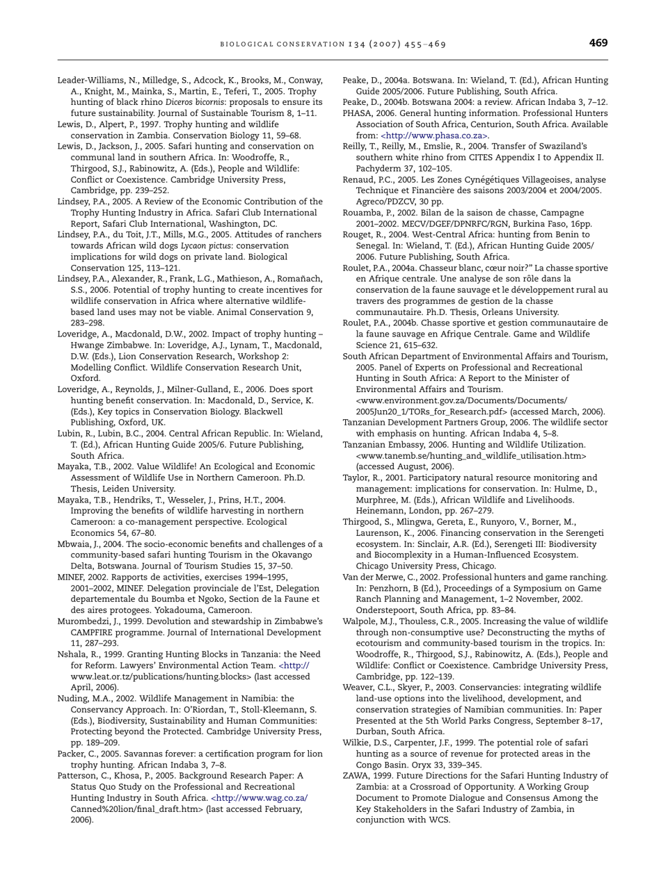 Economic and Conservation Significance of the Trophy Hunting Industry in Sub-saharan Africa, Page 15