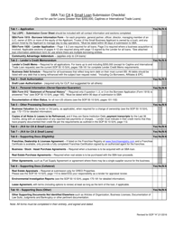 SBA 7(A) Ca &amp; Small Loan Submission Checklist