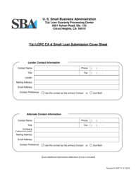 SBA 7(A) Ca &amp; Small Loan Submission Checklist, Page 2