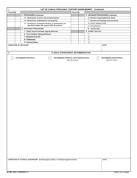 AF IMT Form 2820-1 Clinical Privileges - Certified Nurse Midwife, Page 2