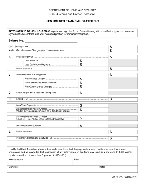 CBP Form 4632  Printable Pdf