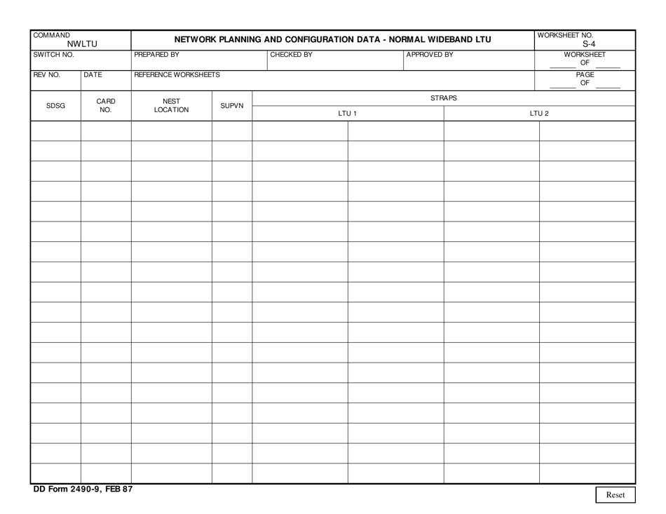 DD Form 2490-9 Network Planning and Configuration Data - Normal Wideband Ltu, Page 1