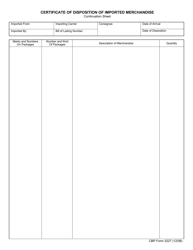 CBP Form 3227 Certificate of Disposition of Imported Merchandise, Page 2