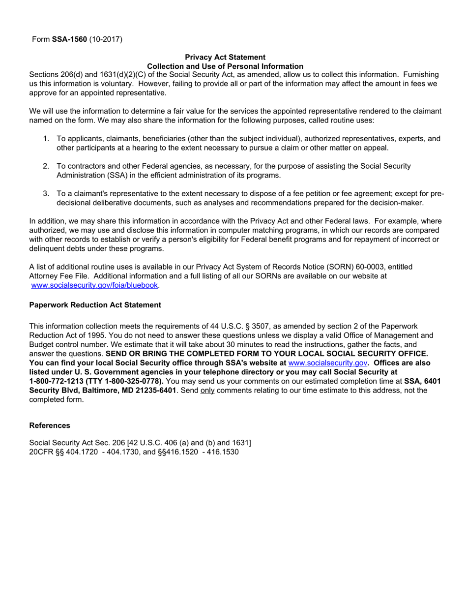 Form SSA-1560 Petition for Authorization to Charge and Collect a Fee for Services Before the Social Security Administration, Page 3