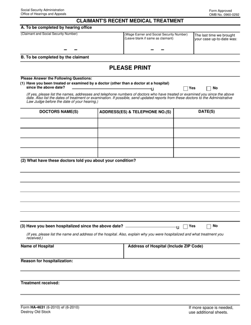 Form HA-4631  Printable Pdf