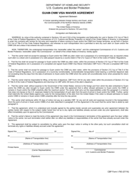 Document preview: CBP Form I-760 Guam-CNMI Visa Waiver Agreement
