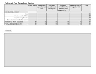 Estimated Cost Breakdown Update - Canada, Page 3