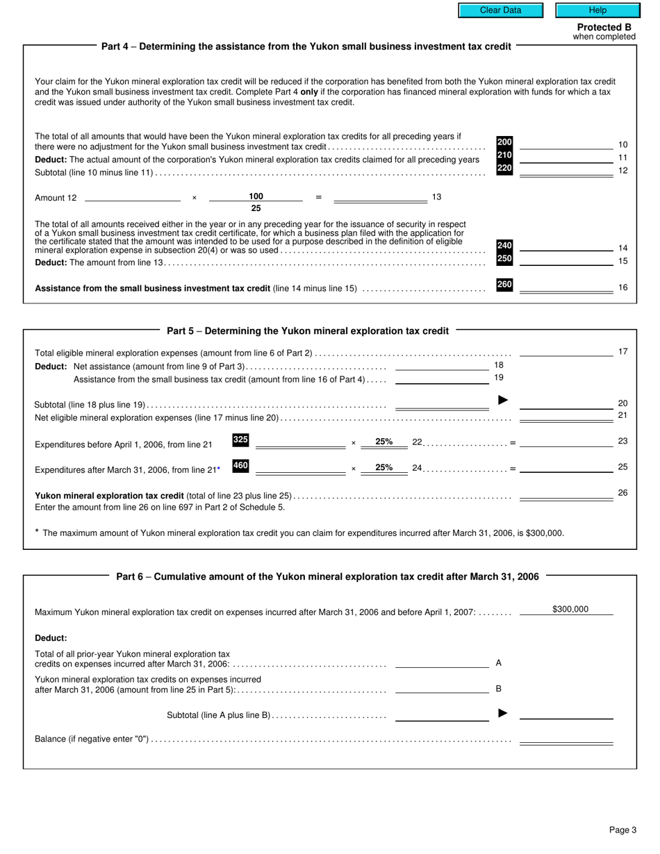Form T2 Schedule 441 Yukon Mineral Exploration Tax Credit (2006 and Later Tax Years) - Canada, Page 3