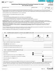 Document preview: Form T2 Schedule 402 Saskatchewan Manufacturing and Processing Investment Tax Credit (2017 and Later Taxation Years) - Canada