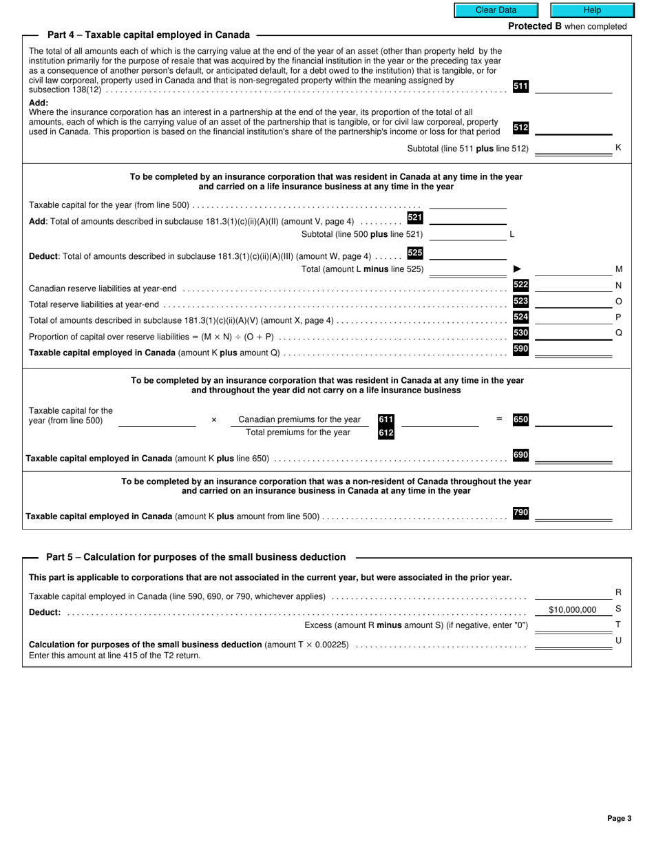 Form T2 Schedule 35 Taxable Capital Employed in Canada - Large Insurance Corporations (2014 and Later Tax Years) - Canada, Page 3