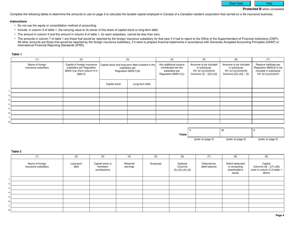 Form T2 Schedule 35 Taxable Capital Employed in Canada - Large Insurance Corporations (2014 and Later Tax Years) - Canada, Page 4