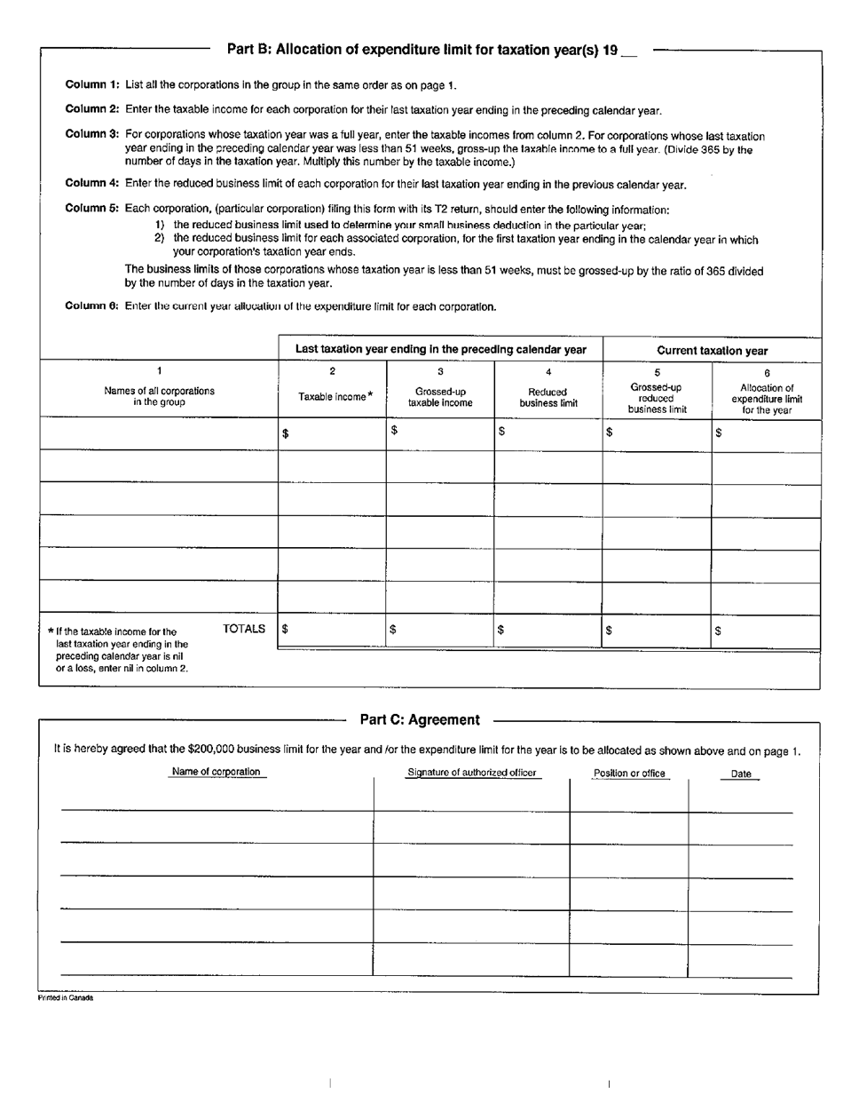 Form T2013 Agreement Among Associated Corporations (For Taxation Years Beginning After 1995) - Canada, Page 2