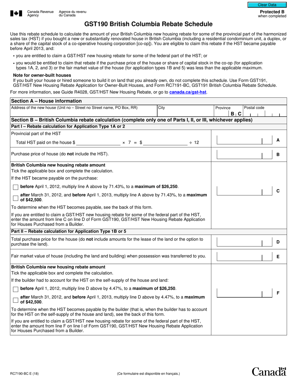 Form RC7190 BC Fill Out Sign Online And Download Fillable PDF 