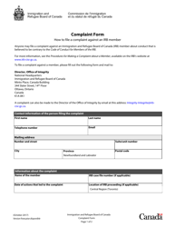 Document preview: Complaint Form - Canada