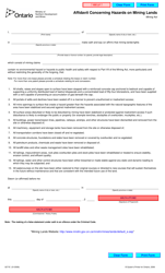 Document preview: Form 0271E Affidavit Concerning Hazards on Mining Lands - Ontario, Canada