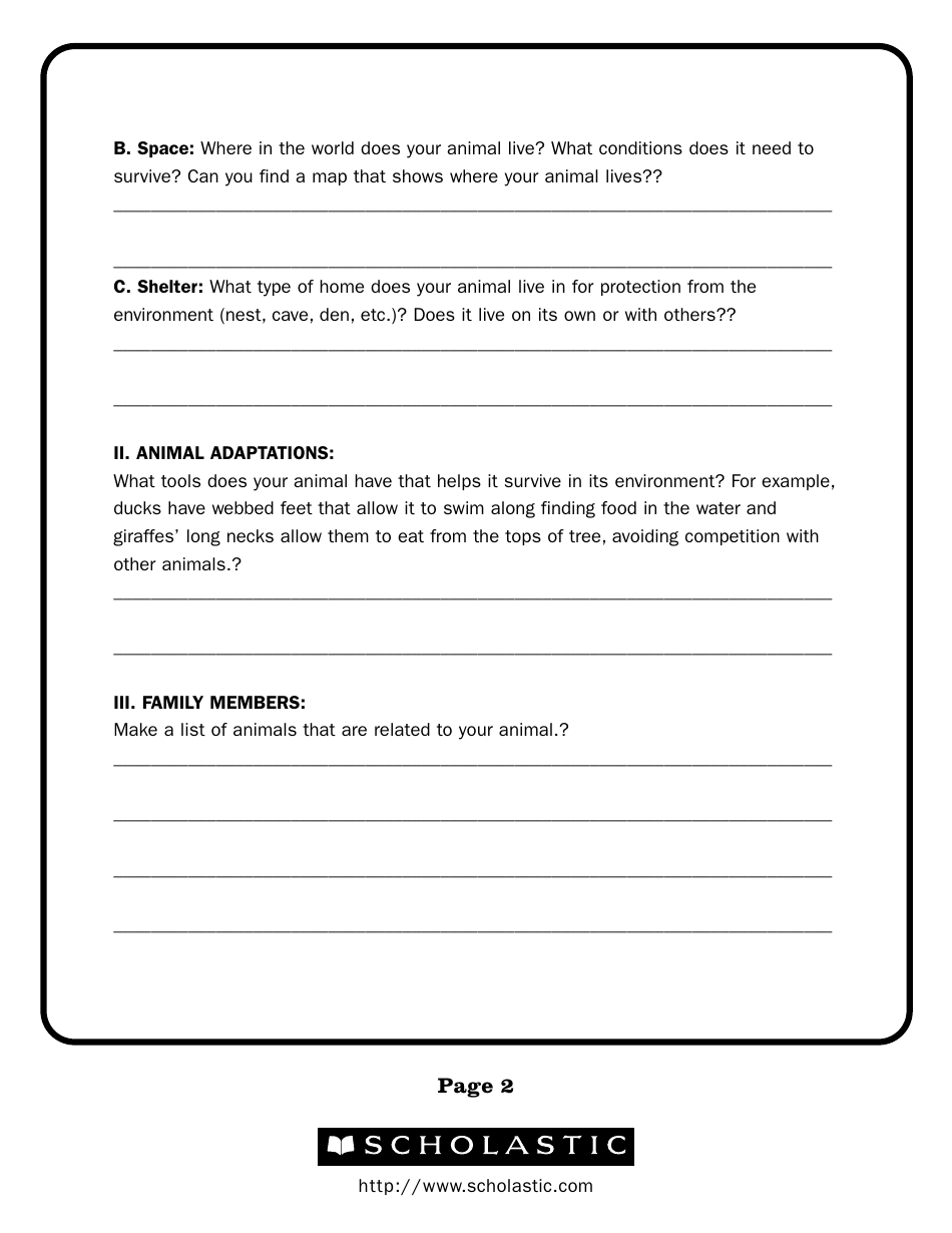 Animal Research Notes Template - Scholastic Download Printable PDF ...