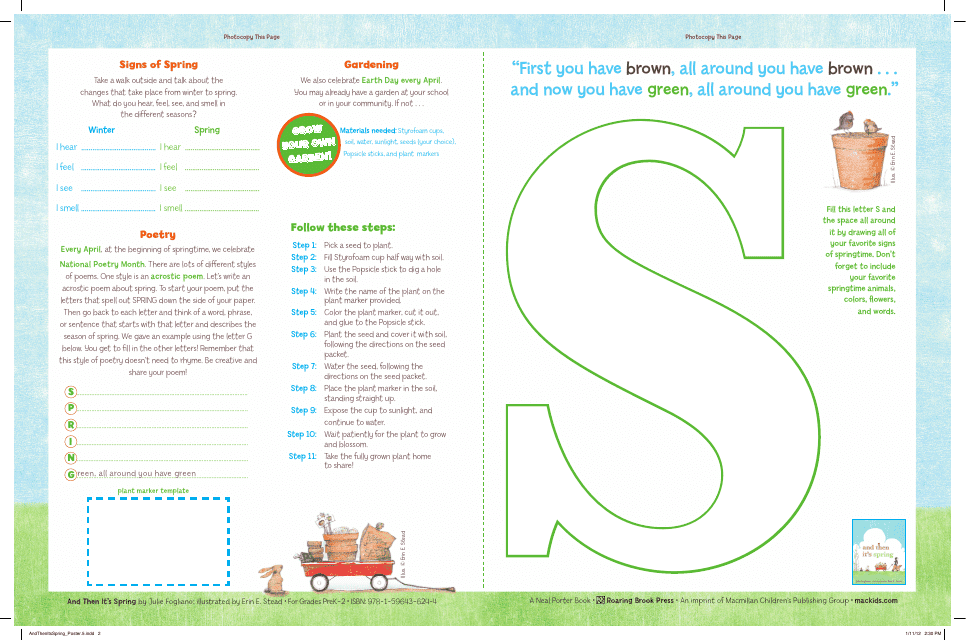 Spring Acrostic Poem Template visualize for Pre-K to 2nd-grade students
