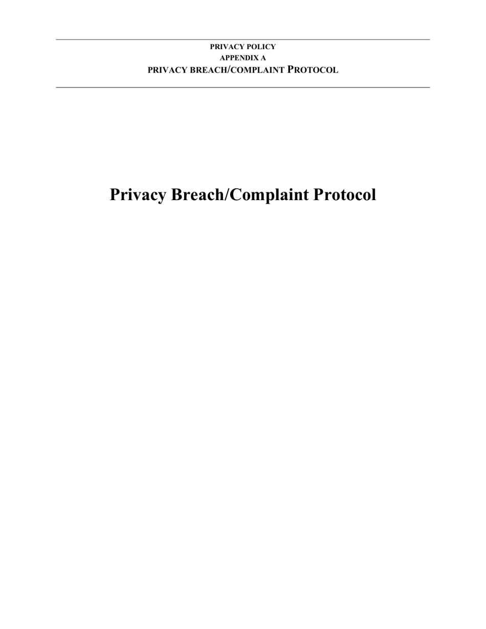Appendix A Information Breach Reporting Form - Nova Scotia, Canada, Page 1