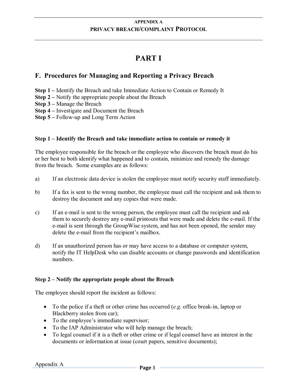 Appendix A Information Breach Reporting Form - Nova Scotia, Canada, Page 3
