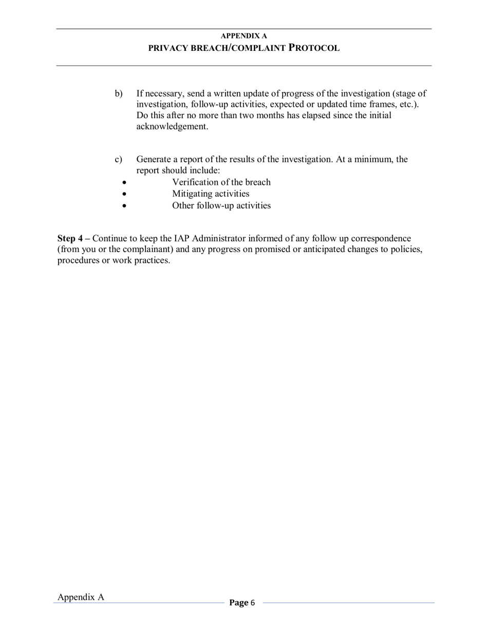Appendix A Information Breach Reporting Form - Nova Scotia, Canada, Page 6