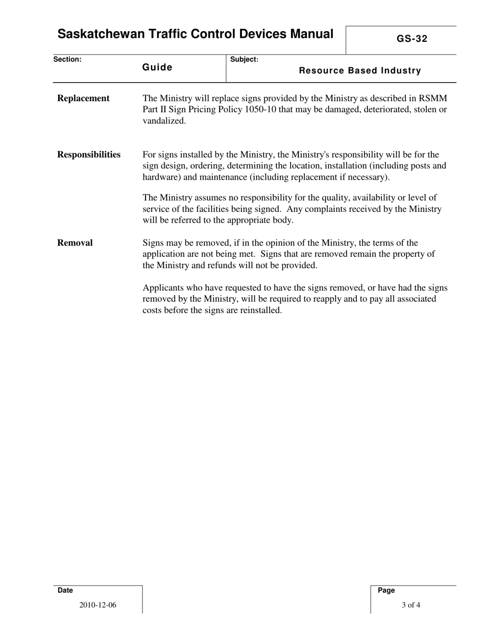 Form GS-32 Resource Based Industry Signing Application Form - Saskatchewan, Canada, Page 3