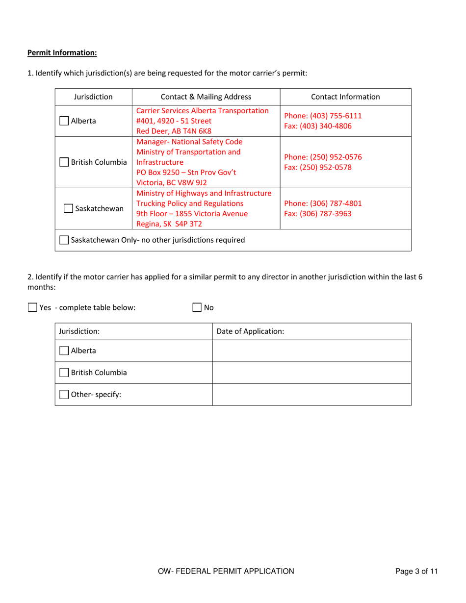 Application for an Oil Well Service Vehicle Exemption Under the Federal Commercial Vehicle Drivers Hours of Service Regulations - Saskatchewan, Canada, Page 3