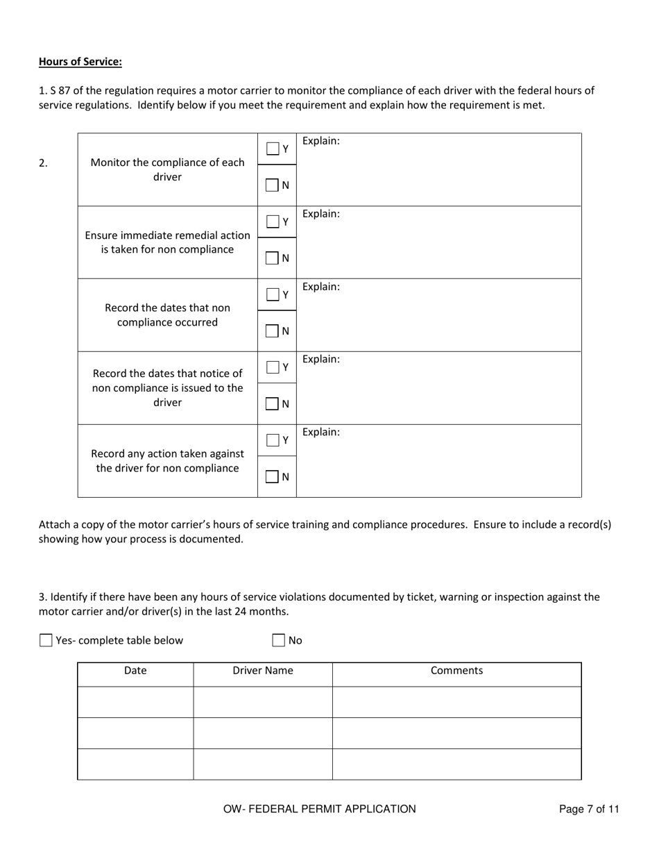 Application for an Oil Well Service Vehicle Exemption Under the Federal Commercial Vehicle Drivers Hours of Service Regulations - Saskatchewan, Canada, Page 7
